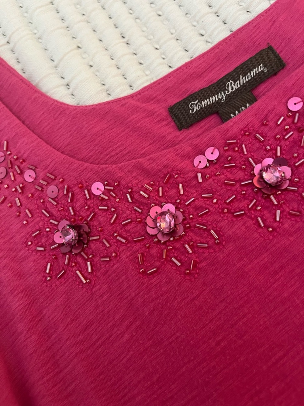 Tommy Bahama Pink Scoop-Neck Dress with sequins and sparkles!
